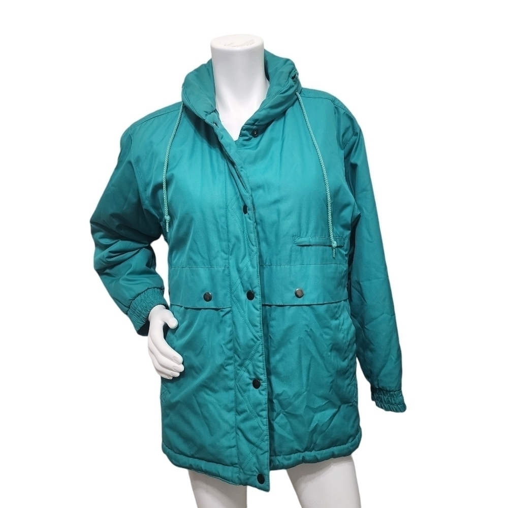 London Fog Green Puffy Hooded Jacket Size 6